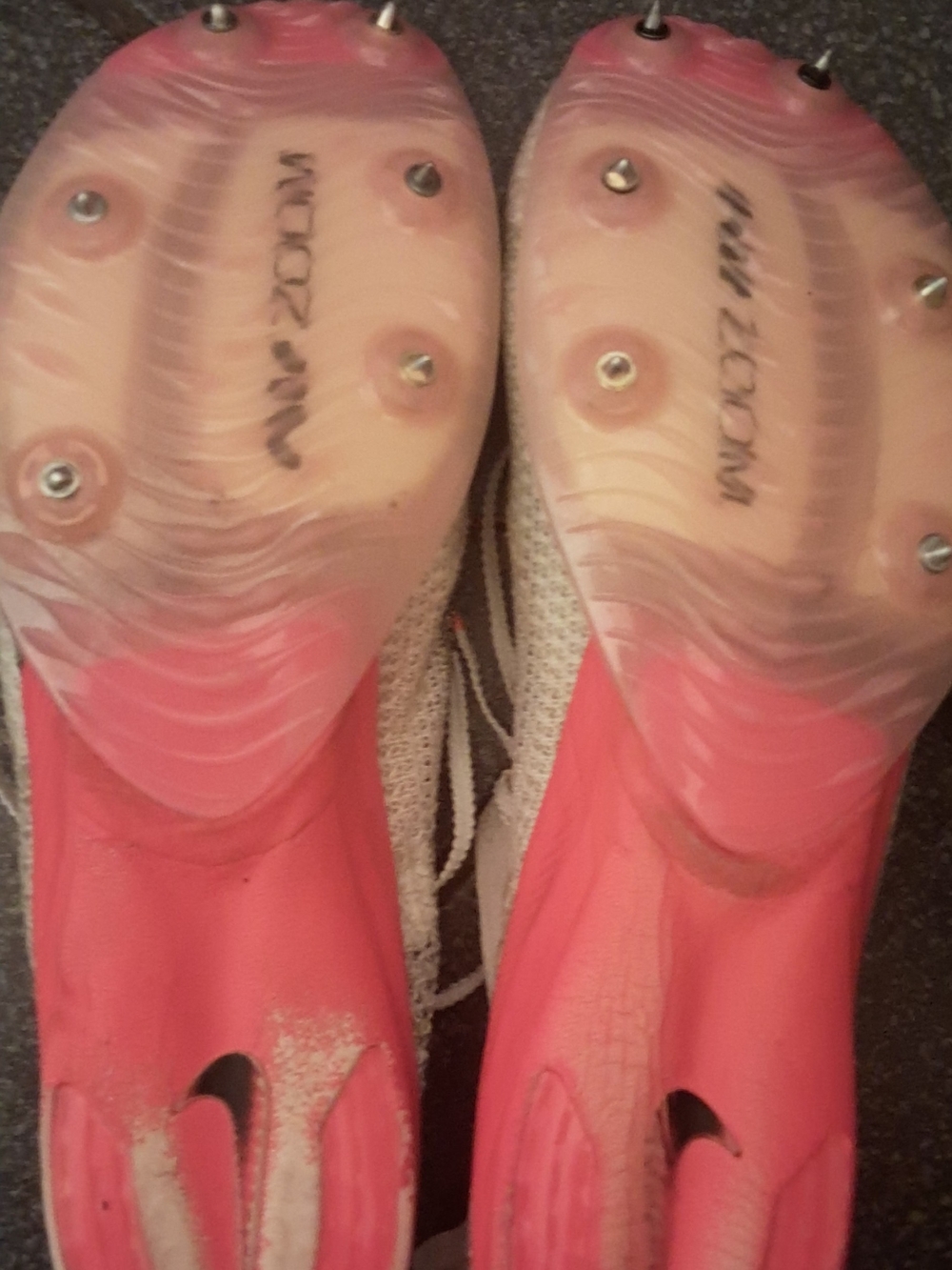 Nike White and Pink Athletic Running Shoe